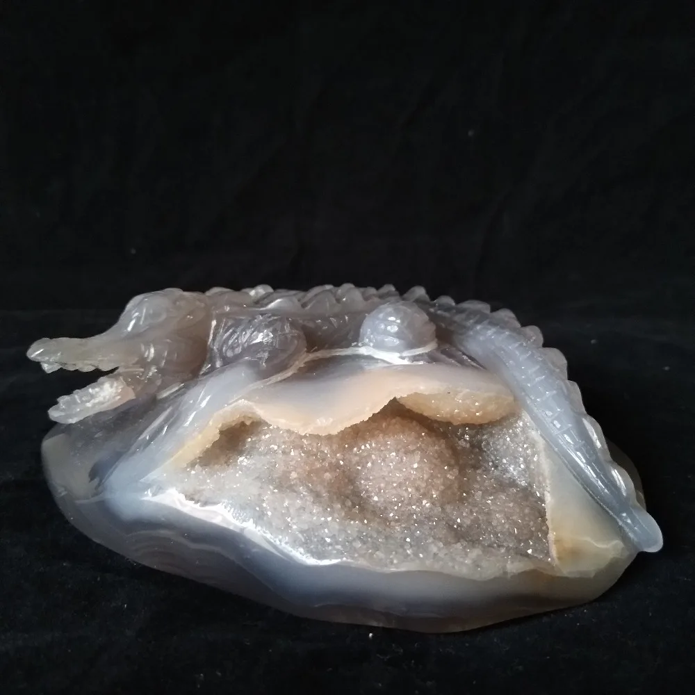 

crocodile Sobek sculpture Natural Stone agate geode Crystal clust hand engraving home decoration accessories Stone work Statue