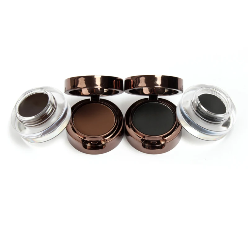 High Quality Makeup 4 in 1 Eye Brow Powder Eyeliner Brown+Black 24hours