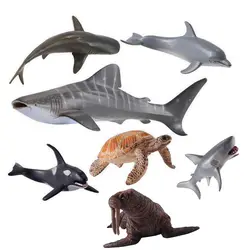 7 шт./компл. Пластик морской фигурки животных океан существа море акулы кит дельфин модели образования детей игрушки Миниатюрные мальчик