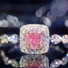 LOREDANA, кольцо с розовым камнем на годовщину, очаровательное серебряное кольцо, кольцо с белым кристаллом, обручальные кольца для женщин, ювелирные изделия