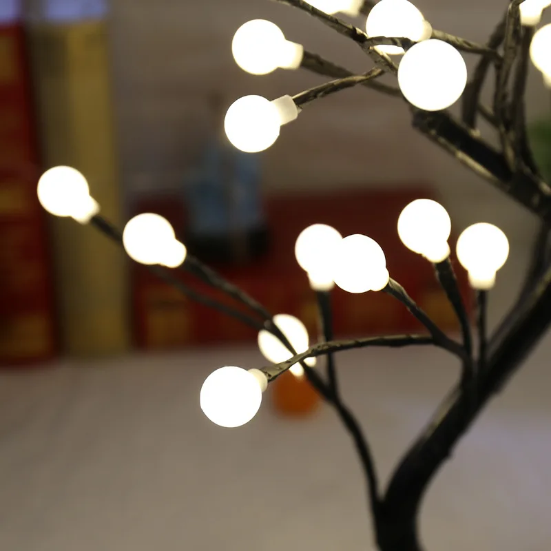Новый 36 светодиодный шарик светлое дерево Настольный светильник в виде дерева бонсаи белый 0,45 м черные ветви фестиваль домашние вечерние