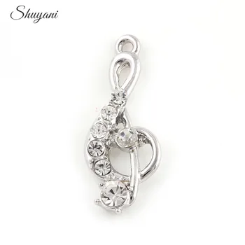 

15*38mm Fashion Rhinestone Silver/Gold Color Music Note Charms Pendant fit Bracelet Necklace DIY Handmade Jewelry Findings