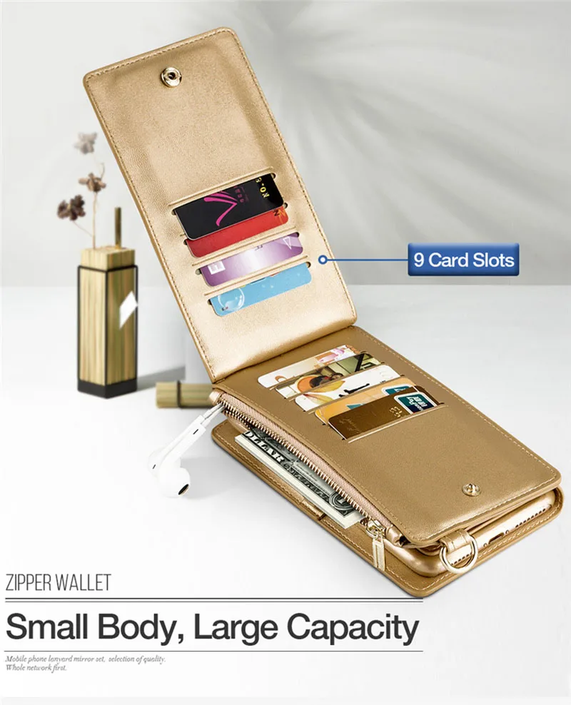 4 in 1 Leather Wallet Bag Case for iPhone X 6 6s 7 8 Plus Detachable Phone Cover Card Slot Girl Women Shoulder Bag Handbag Pouch (7)