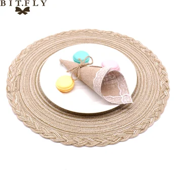 

4pcs 38cm Round Weave Placemat Pad PP Table Mat Heat Resistant Bowls Coffee Cups Coaster Tableware Mat For Kitchen Party Supply