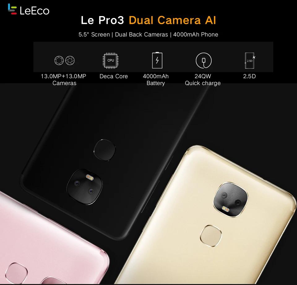 5," FHD Letv Pro3 LeEco X650 Pro 3 Dual AI 4 Гб+ 64 Гб MTK6797 Helio X27 Deca Core мобильный телефон Dual Real Cams Touch ID смартфон