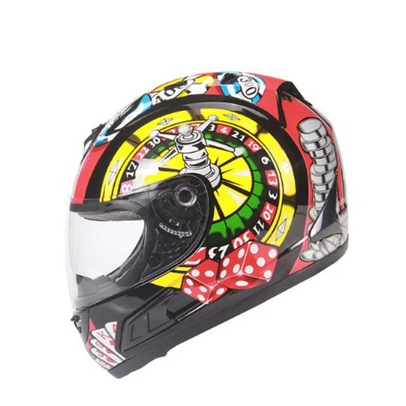 

MALUSHUN Motorcycle Helmet Women Flip Up Motocross Helmet Moto Helmet Capacetes Poker Printing Casque Moto ABS Material