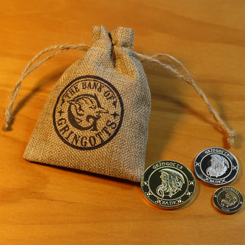 HP    Gringotts Bank Coins Bag Wizarding World Cosplay Harri Potter   Fans Xmas Birthday