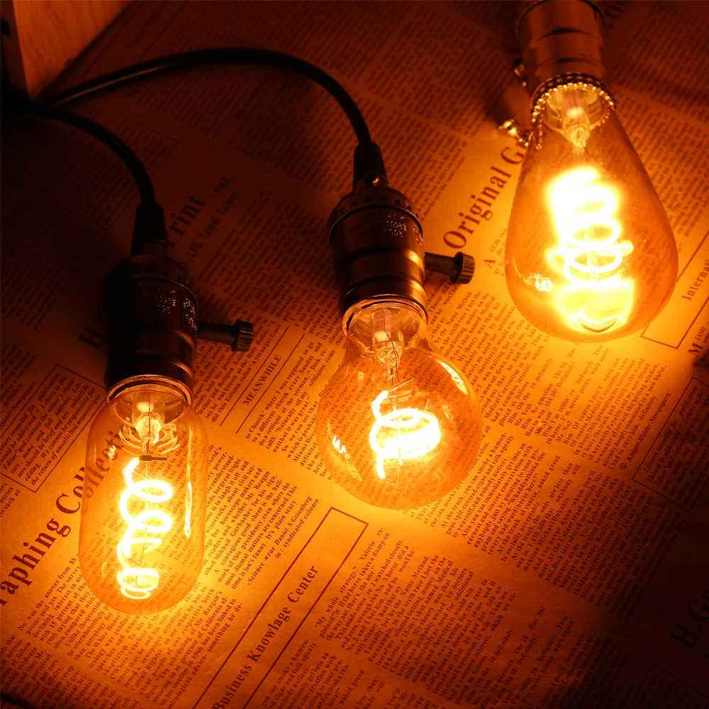 Новинка Светодиодный светильник AC220V 4 Вт E27 ST64 G95 Love Heart спиральная лампа накаливания Edison лампа ретро декоративный светильник ing