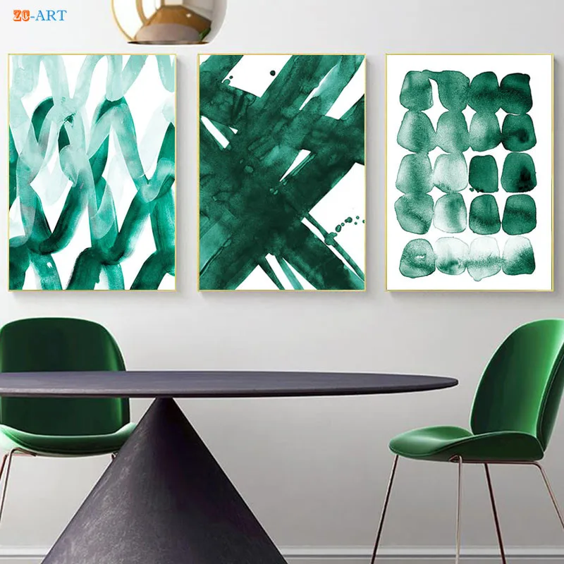 

Modern Watercolor Abstract Painting Green Art Print Poster Canvas Painting Wall Art Pictures Nordic Decoration Home Office Decor