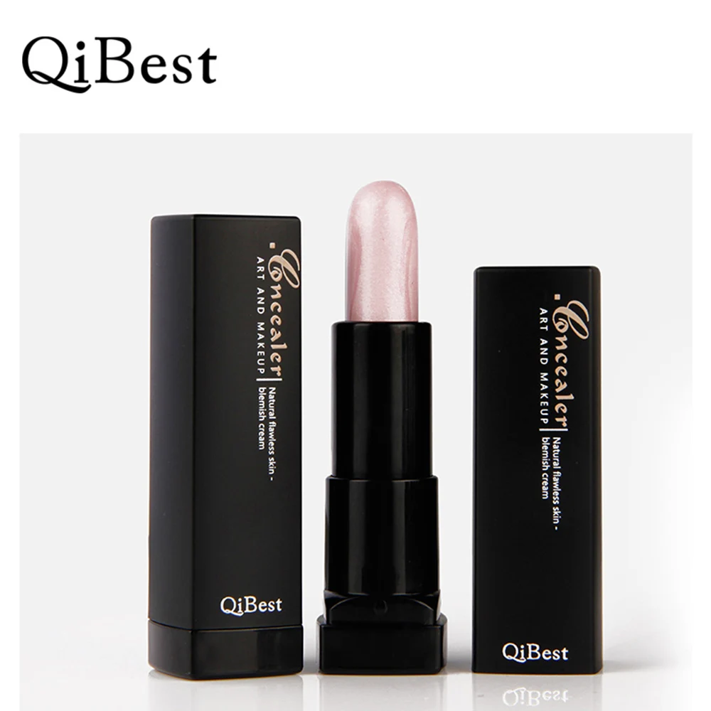 

Qibest Waterproof Concealer 12 Colors Shimmer Highlighting Powder Creamy Texture Silver Shimmer Light Makeup Stick Pencil