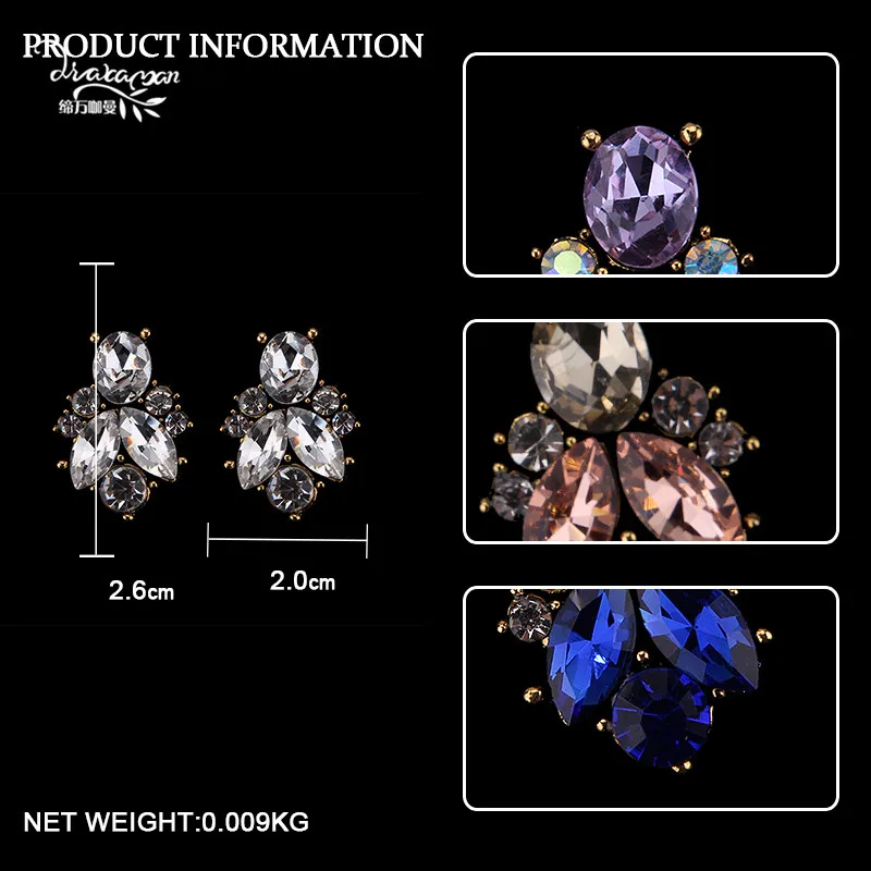 Dvacaman хрустальные романтические серьги-гвоздики, висячие серьги в виде цветка, модные женские свадебные массивные ювелирные аксессуары