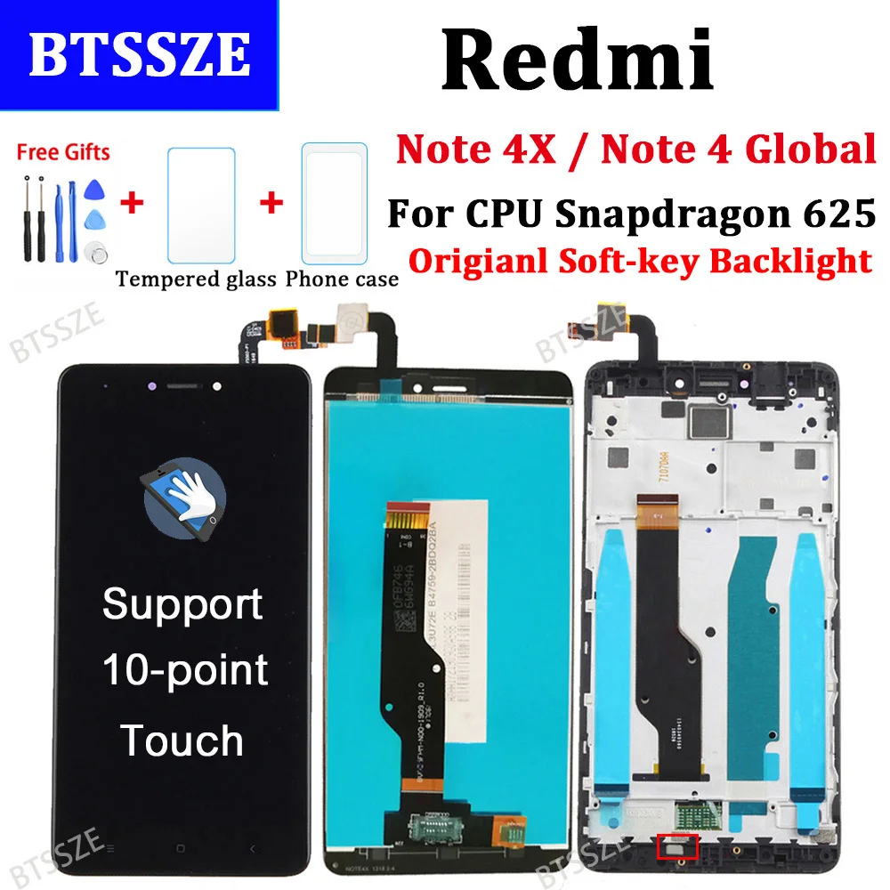 For Xiaomi Redmi Note 4X / 4 Global version LCD Display + Touch Screen Digitizer Assembly Frame Replacement Free Shipping | Мобильные