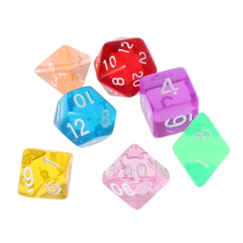 

7pcs/Set Colorful Transparent Acrylic Dice TRPG Games D4-D20 Multi-sided Dices