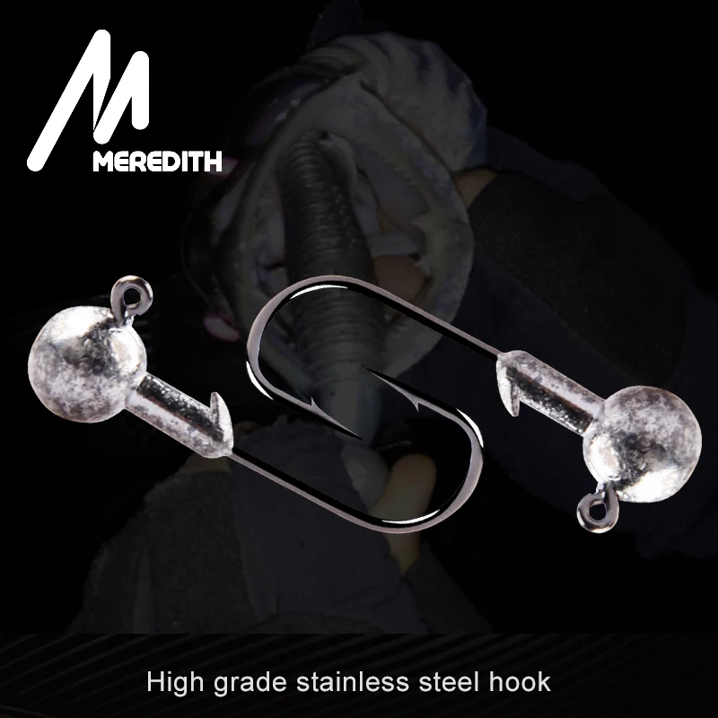 MEREDITH 10pcs/Lot Lead Jig Head 1.5g 2g 3.5g 5g 7g 10g 14g Lead Head Hook Jig Bait Fishing Hooks For Soft Lures Fishing Tackle