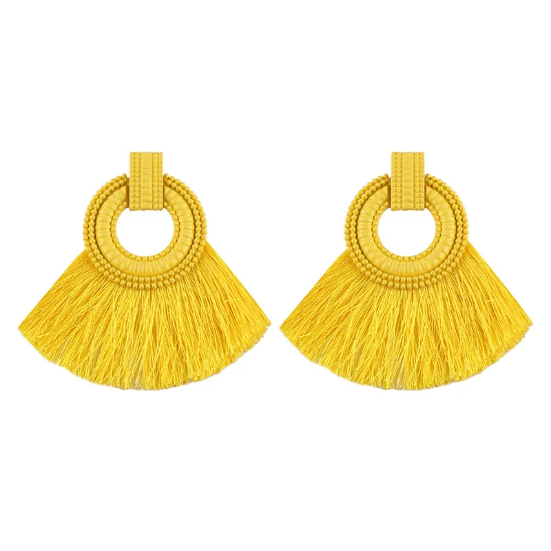 

Fashion Women Tassel Earrings 2019 Brincos Boho Statement Fringe Earings Circle Vintage Fan Shape Dangle Earring Modern Jewelry