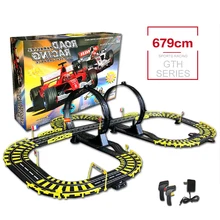 679 см Радиоуправляемый автомобиль трек высокая скорость гоночная игрушка Carro de brinquedo обучающий строительный трек игрушка электрический проводной пульт дистанционного управления