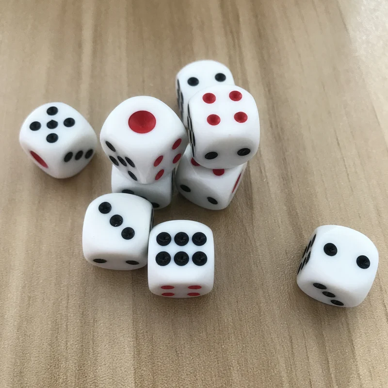 Wholesale 50/100/200 PCS High-quality 16mm Drinking Dice Red Black Dots Rounded Corner White Dice Nightclub Bars KTV Dedicated cat and dog food and drinking bowl pet eating set combination bowl white