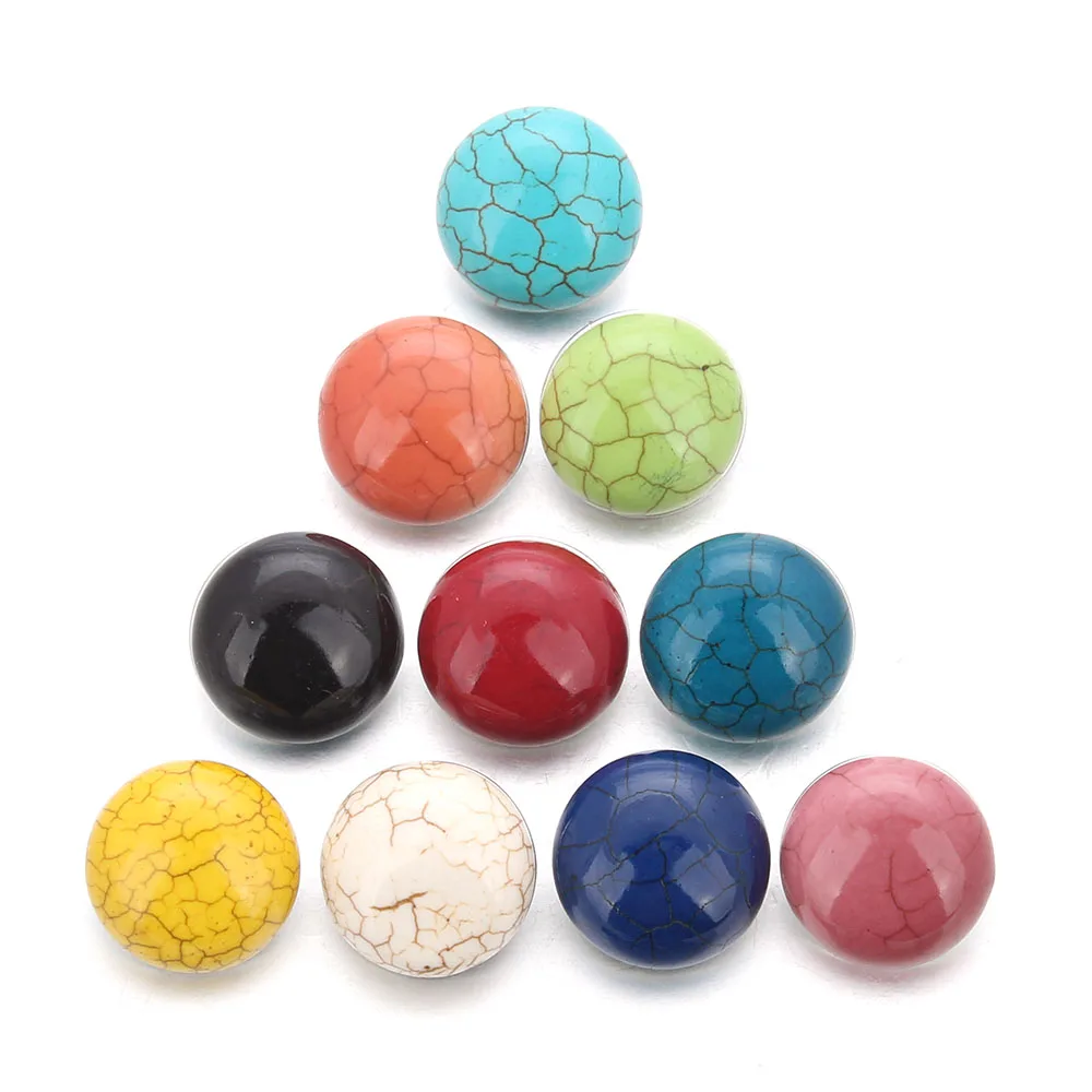 

10pcs/lot Mix Colors metal press button 18mm stone diy snap button charm jewelry for women men