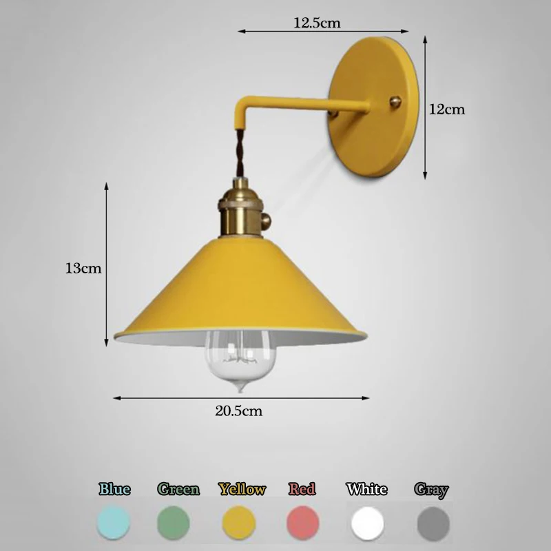 

WOERFU Nordic LED Wall Lamp Wrought Iron E27 Multicolor Lamp Macaron Indoor Wall Lamp