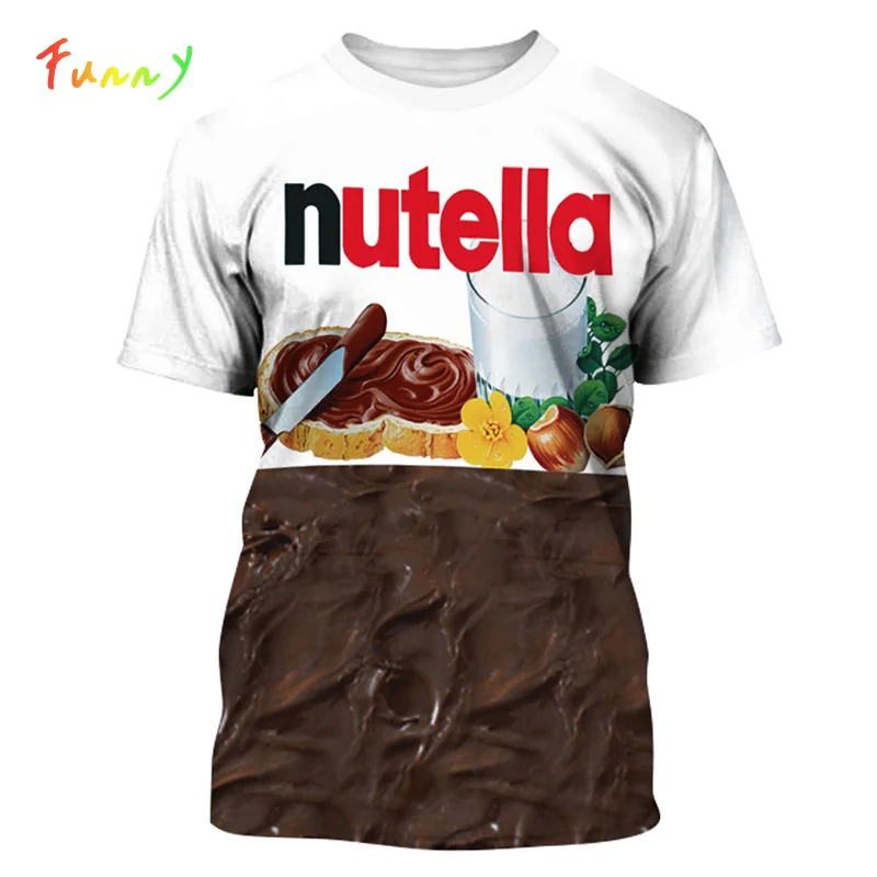 Nutella food/3D футболка для мальчиков и девочек, детские топы, летняя рубашка с короткими рукавами, Meisje, унисекс, Harajuku, футболки для мальчиков и девочек, Прямая поставка