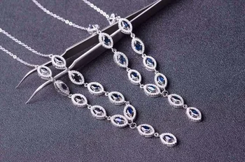 

Natural blue sapphire stone Necklace Natural Gemstone Pendant Necklace 925 sliver women Luxury trendy round women party Jewelry