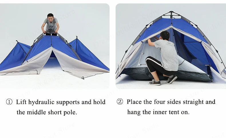 3-4 Person Double Layer Hydraulic Waterproof Camping Tent Sadoun.com