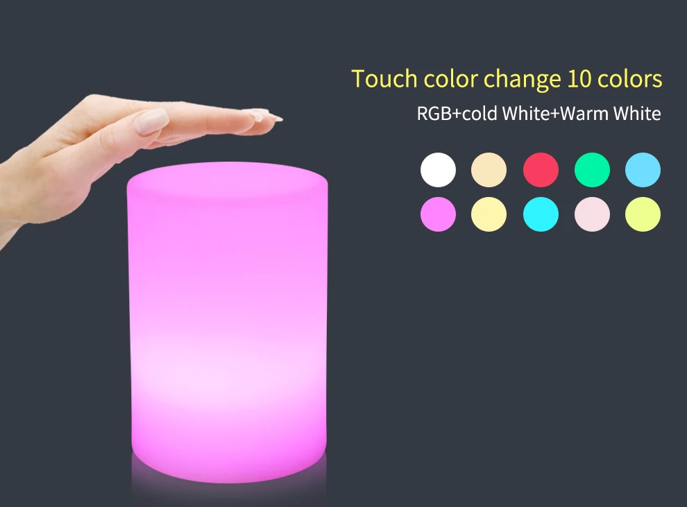 Cylinder Shape WiFi Smart Table Lamp Compatible with Alexa Voice Control Hand Touch LED Ambient Night Light Controlled by APP_F4