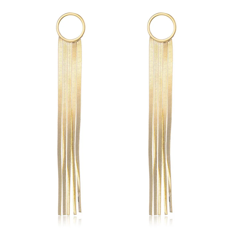 

Long Tassel Circle Drop Earring for Women Silver Gold Color Alloy Pendant Earrings Fashion Jewelry boucle d'oreille femme 2019