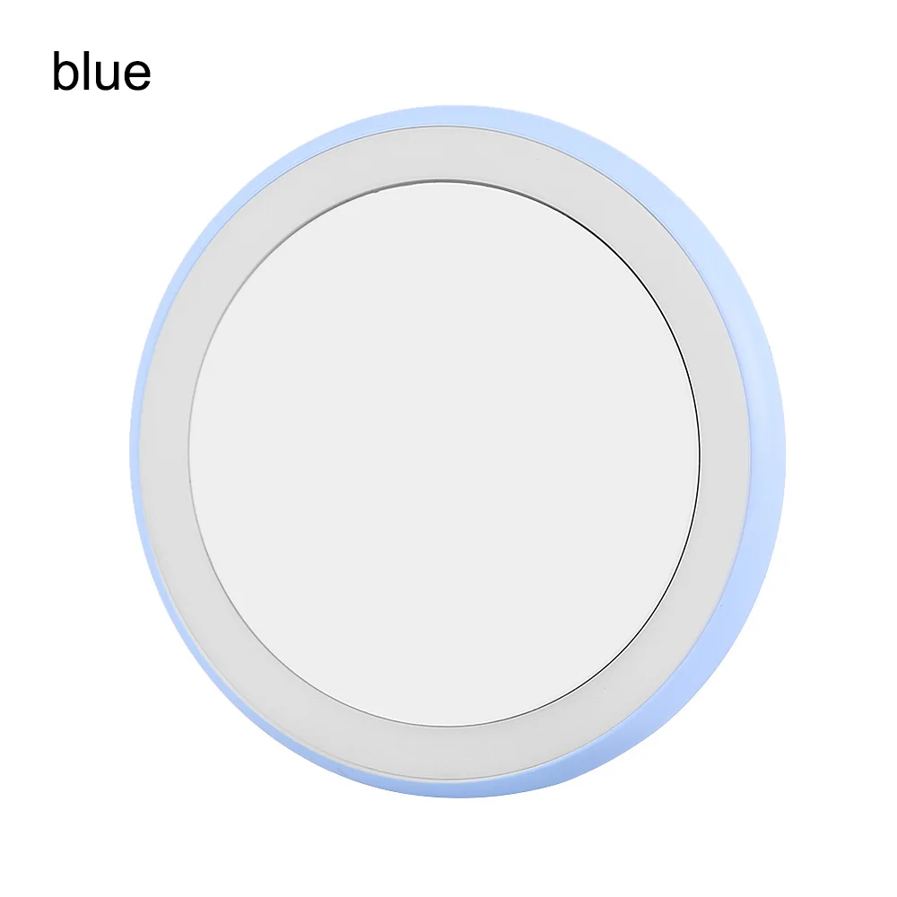 Светодиодный мини-компактное зеркальце для макияжа, портативное освещение для макияжа, карманное зеркало для лица, губ, зеркало для макияжа, светодиодный светильник - Цвет: blue