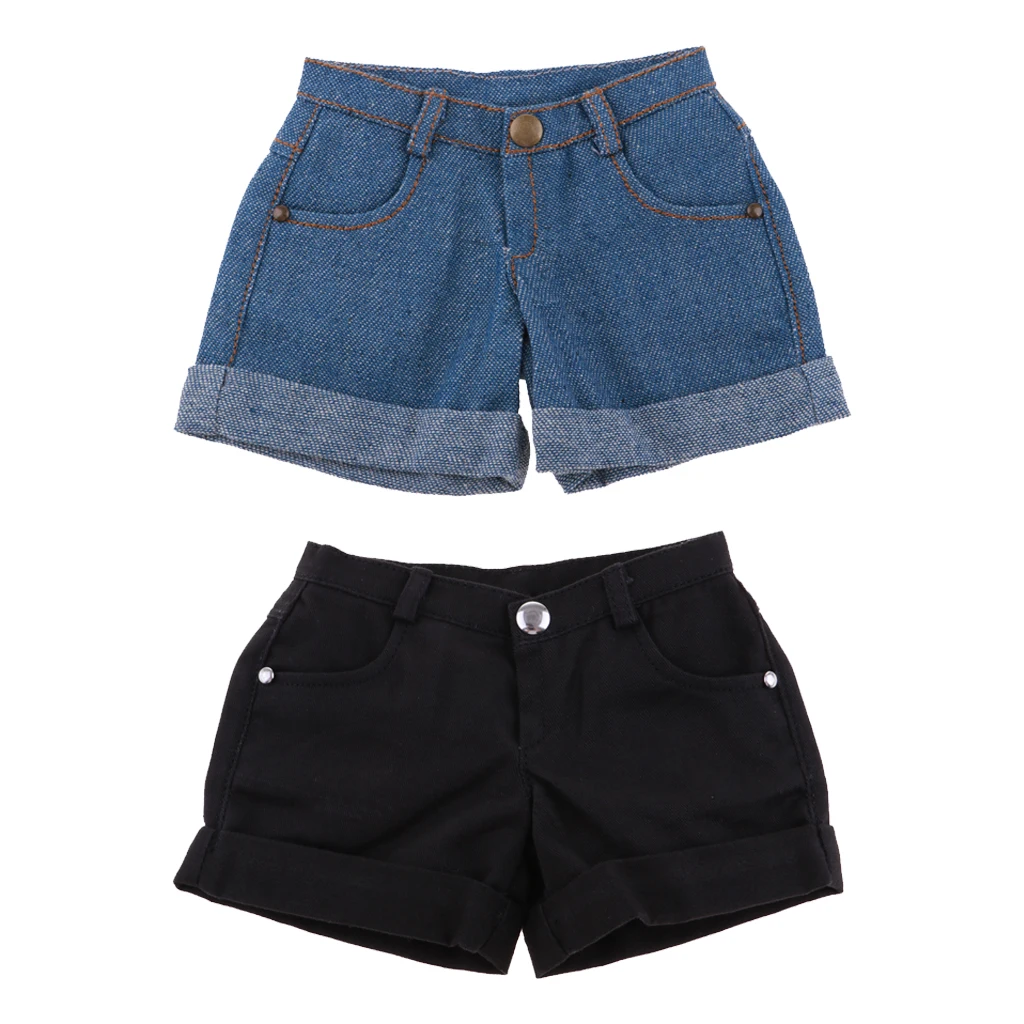 1/3 BJD Smart Doll Clothes Trousers for Dollfie SD DD Cuffed Shorts Casual Outfit Denim & Black