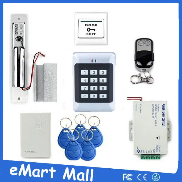 

Free shipping DIY Access control kit ID access control+ power+electronic lock+exit button+free gift