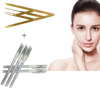 

1pcs Permanent Makeup Eyebrow Ruler Golden Ratio Divider Caliper Microblading Stencil Shaping Tool 5pcs marker pen tattoo set