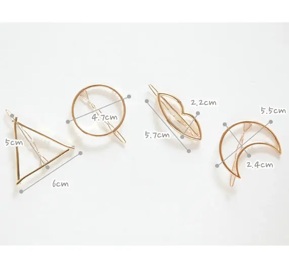 Fashion Woman Hair Accessories Triangle Hair Clip Pin Metal Geometric Alloy Hairband Moon Circle Hairgrip Barrette Girls Holder