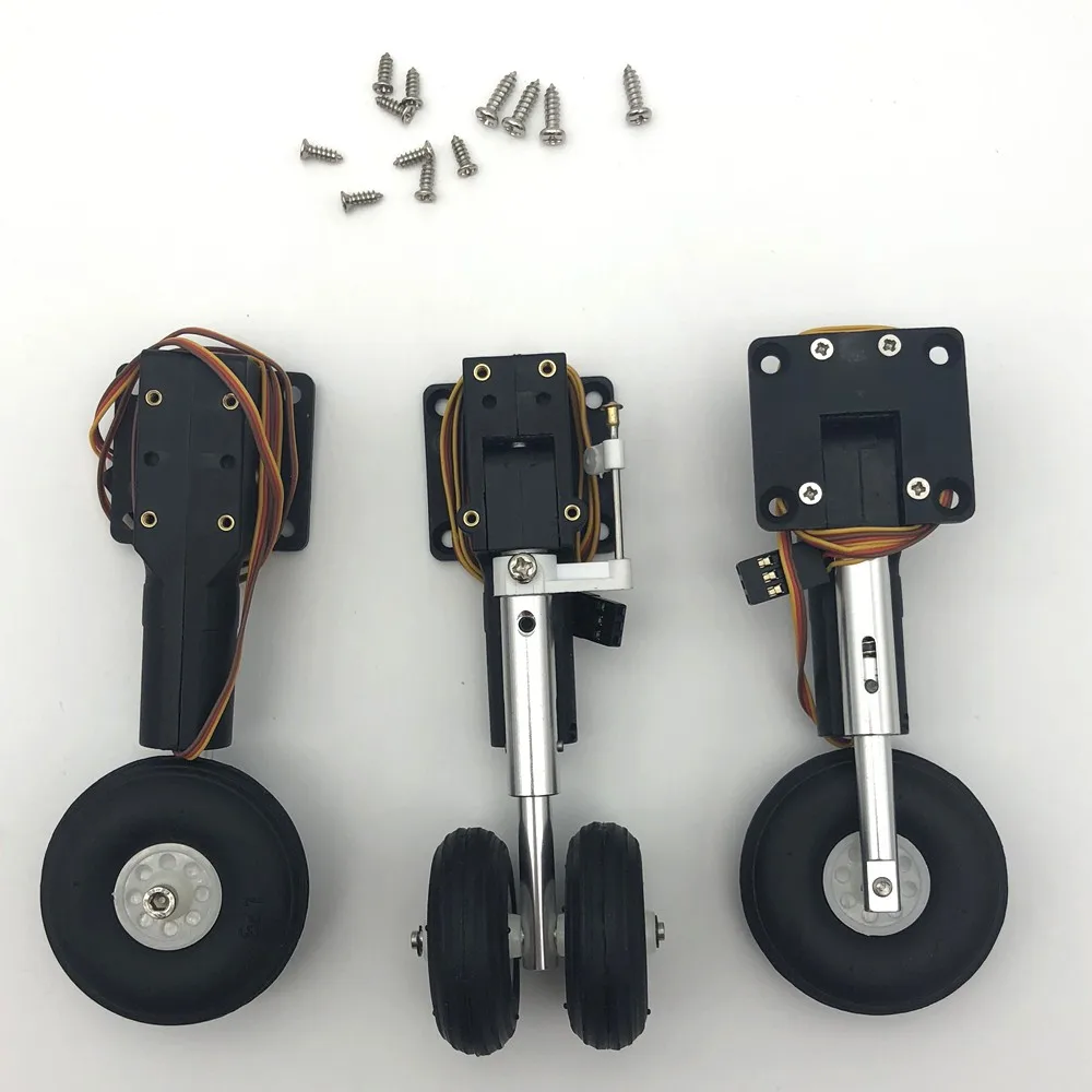 Металлический Электрический вытягивающий посадочный механизм амортизированный с двойным колесом носа для DIY RC самолет игрушечный самолет модель