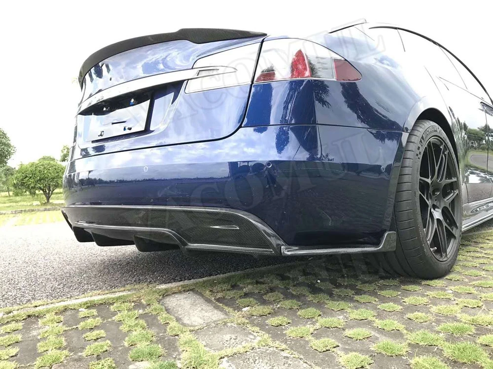Разветвители для губ заднего бампера из углеродного волокна Tesla Model S 70D P85D 90D P100D