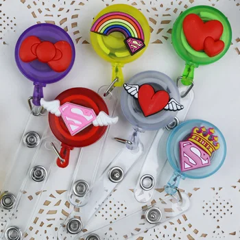 

6pcs/set Character Design Badge Reel Cute Badge Reel Retractable Badge Reel Novelty Cartoon Clip Stationery Card Holder