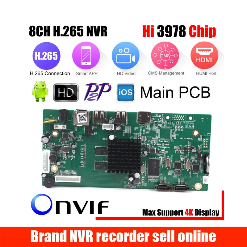  8CH CCTV H.265 NVR Board 4K/5MP/4MP HI3798M Security NVR Module 4CH 5MP / 8CH 4MP XMEYE P2P Mobile 