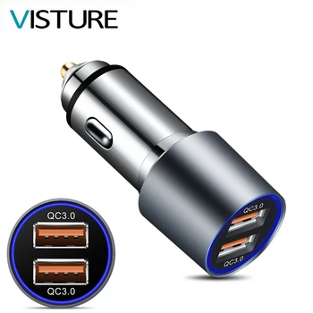 

QC 3.0 Dual Quick Car Charger Adapter Cigarette Lighter Mobile Phone Charger for Xiaomi iPhone X 8 7 4 5 6 Samsung Visture V1A