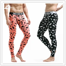 1 шт., модные мужские теплые кальсоны с принтом в виде перьев, одежда для мужчин, сексуальные хлопковые обтягивающие леггинсы, обтягивающие штаны, мужские длинные штаны, нижнее белье