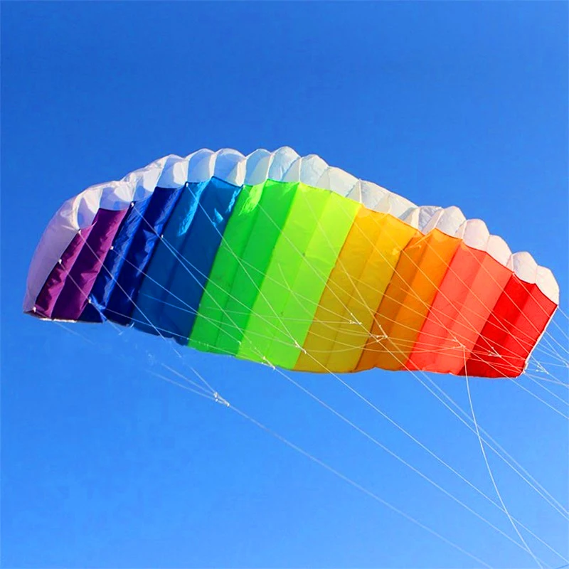 Высокое качество Радуга двойной линии трюк мощность кайт посадка с ручкой линии parafoil kitesurf windsock надувной