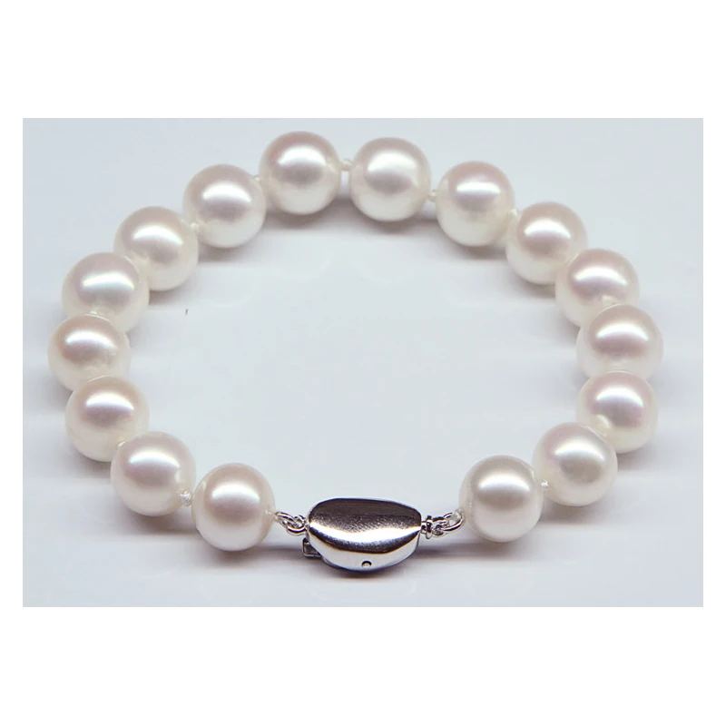 Women Gift word 925 Sterling silver real [] her mother Pearl Jasmine luxury beauty freshwater pearl bracelet near circular light
