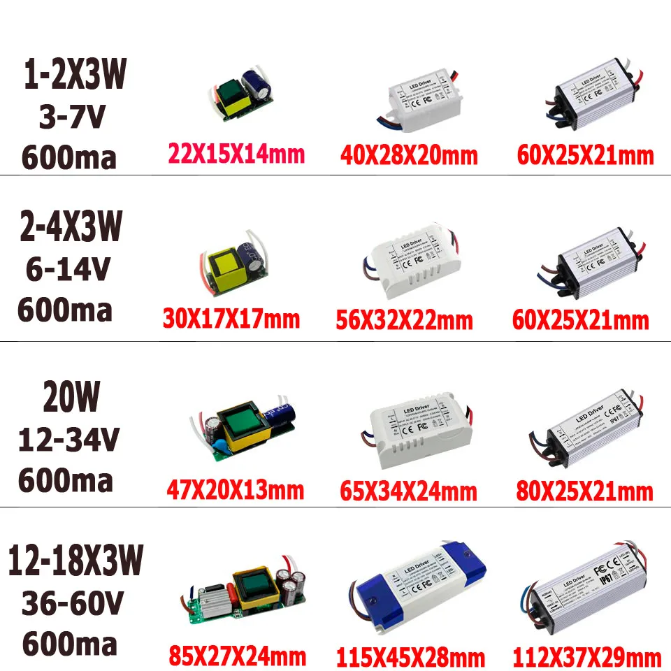 Светодиодный трансформатор высокой мощности 1 Вт 5 10 20 30 36W40W50W60W 300ma 450ma 600ma 900ma