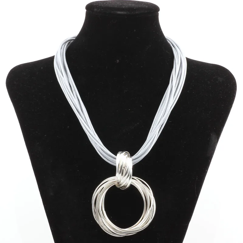 ELOYHI Boho, несколько простых двойных кругов, сочетающийся вощеный веревочный воротник, высокое качество, покрытие для женщин, Трендовое ожерелье и подвески, подарок
