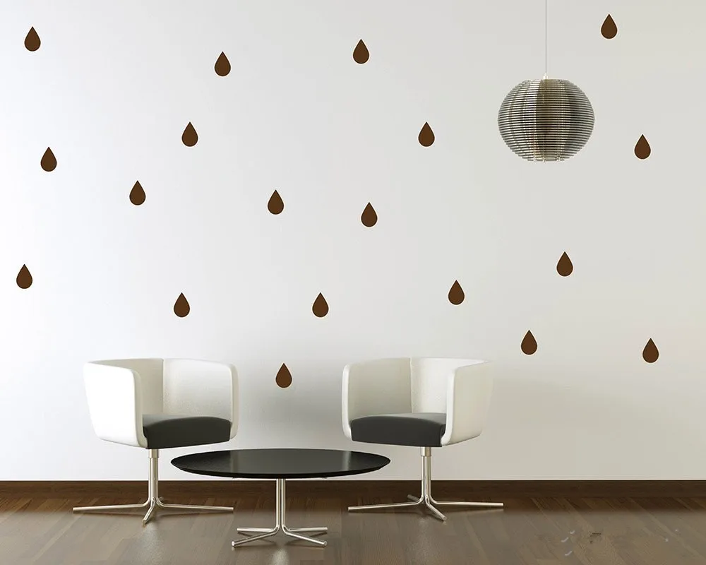 

48pcs black Rain Water Drops Pattern Vinyl DECALs for home bathroom glass refrigerator cabinet door furniture Decor