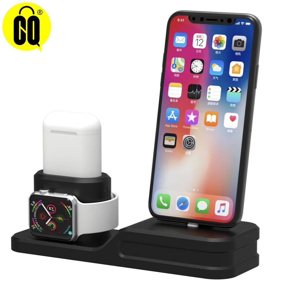 

Base For iPhone X/8/7/6/5,3 in 1 Charging Dock station desk phone Holder mobile support For Apple watch stand For Airpods