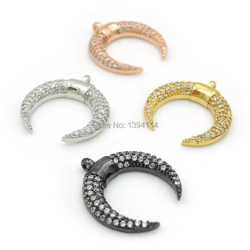 

18*16*3mm Micro Pave Clear CZ Crescent Charm Fit For Making DIY Bracelets Or Necklaces Jewelry