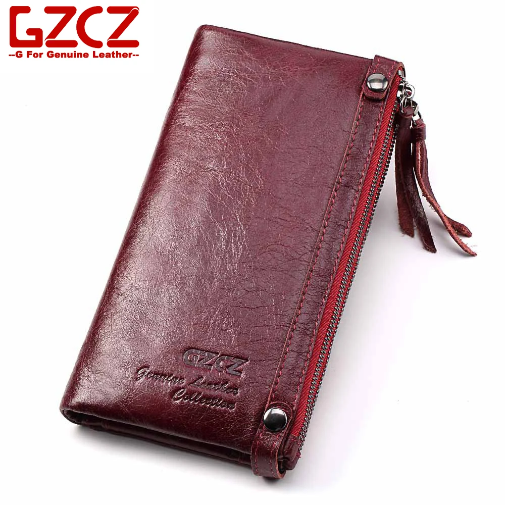 

GZCZ 2018 Genuine Leather Women Wallet Female Purse Clutch Small Vallet Coin Purse Female's Handbag Genuine Leather Phone Case