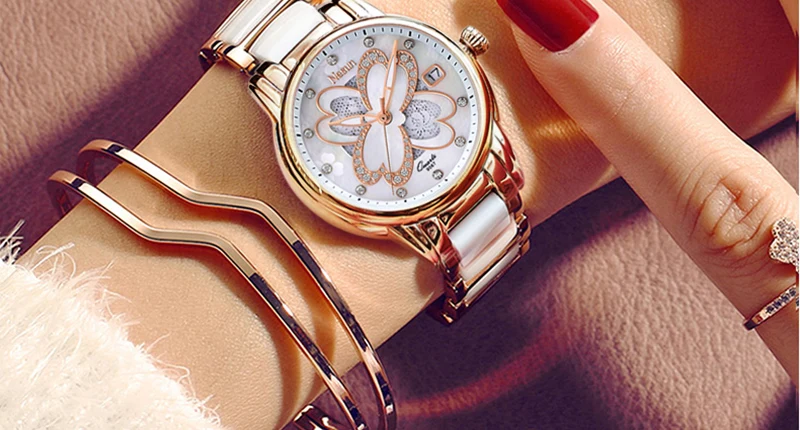 Nesun креативные элегантные женские кварцевые часы водонепроницаемые Роскошные брендовые Классические со стразами аналоговые наручные часы Relogio Feminino