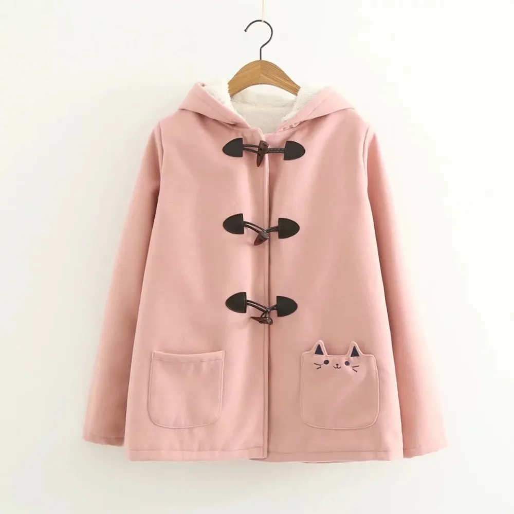 Женская куртка с капюшоном карманами и роговыми пуговицами 3 цвета M L|winter coat women