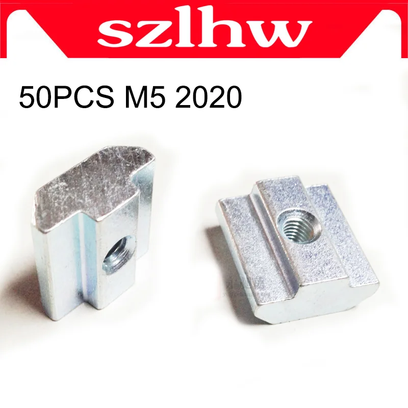 

NEW 50pcs/lot M5 T Sliding Hammer Nut block Square nuts Nut 2020 Aluminum Profile slot 6 Zinc Coated Plate Aluminum Accessories